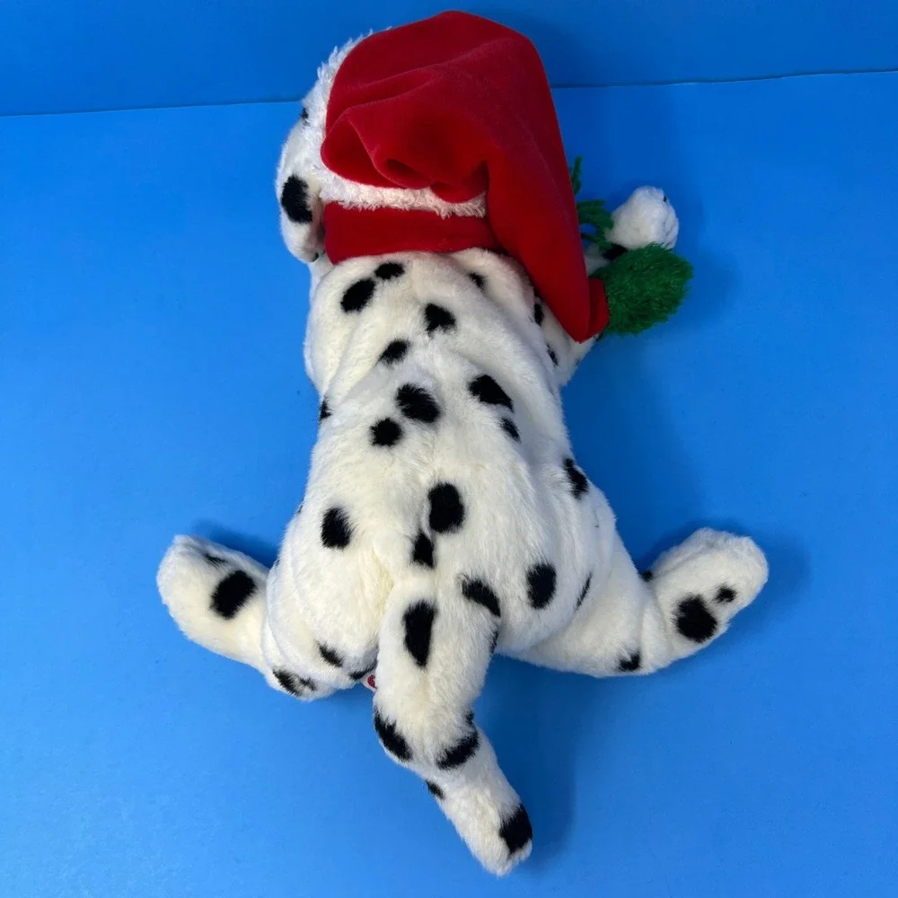 Ty‎ Beanie Buddies Dalmatian 12 Inch White Black Christmas Santa Hat Scarf Dog